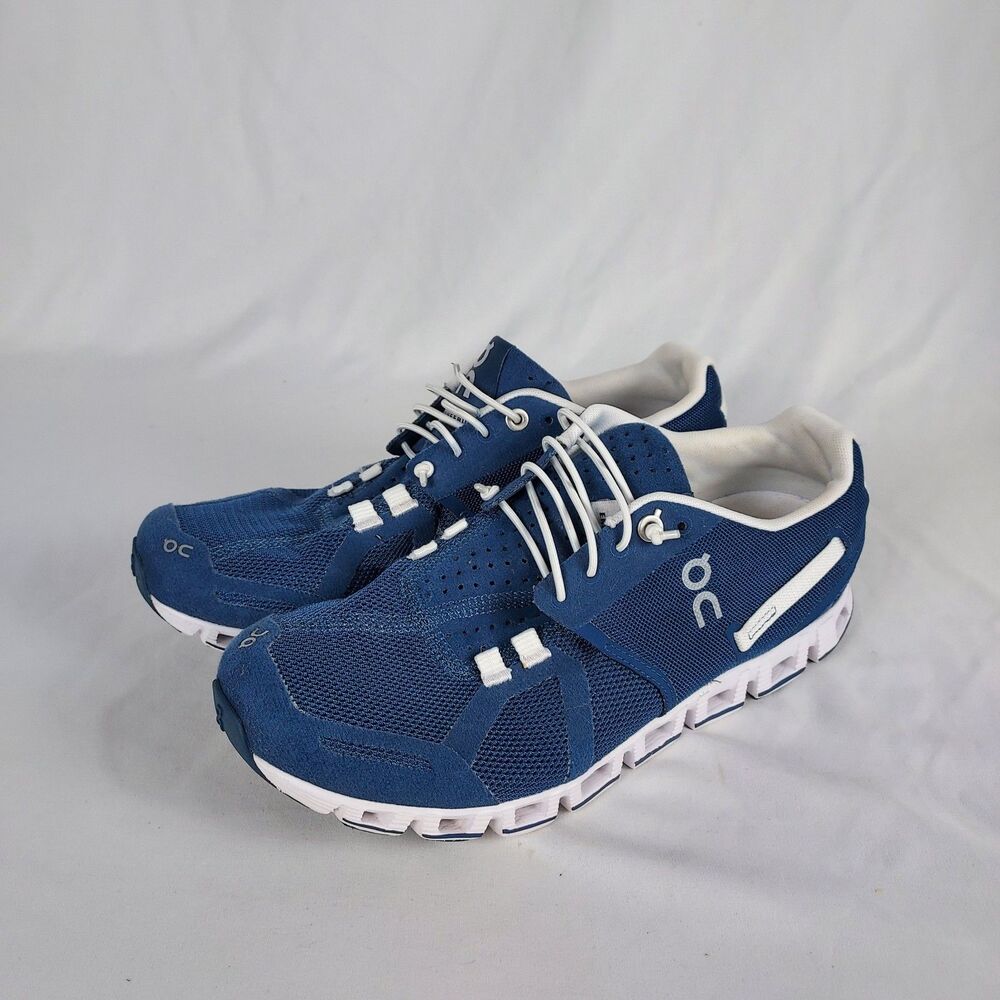 On Cloud Womens Running Shoes Navy Blue White Sole Mesh Sneakers 7.5
